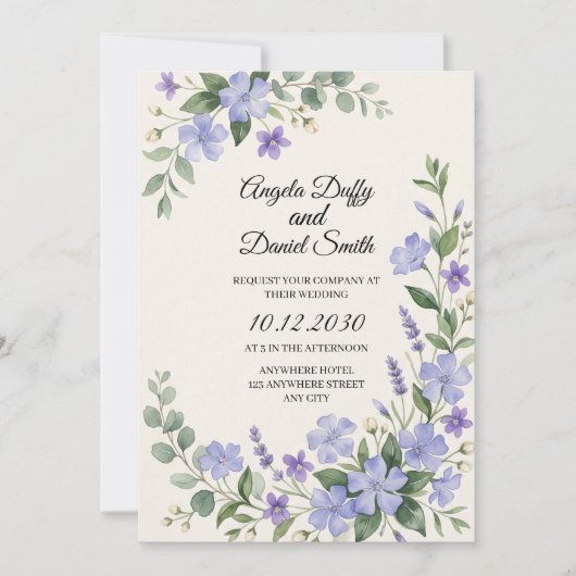 スコットランドのカンパニュラ・アザミの結婚式の招待状 招待状 (正面)