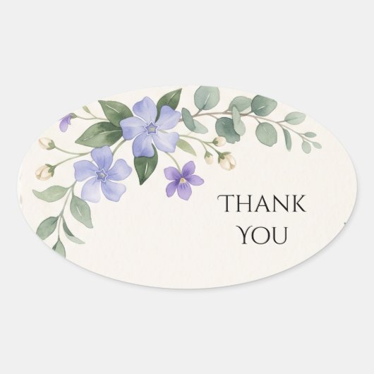スコットランドのカンパニュラ・アザミのThank You 楕円形シール (正面)