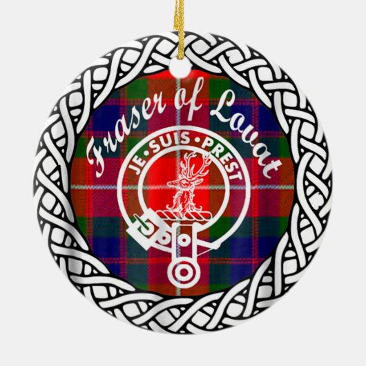 スコットランドのクランのフレイザータータンチェックとクレスト セラミックオーナメント (裏面)