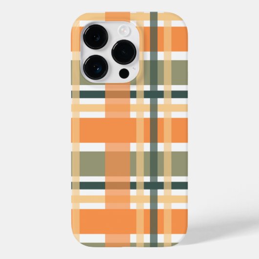 スコットランドのクラン柄オレンジ緑タータン チェック Case-Mate iPhoneケース (裏面)