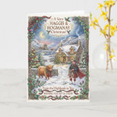 スコットランドのクリスマスの雄鹿の植物カード カード (黄色い花)