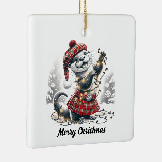 スコットランドのクリスマスオッタークリスマス セラミックオーナメント (右)