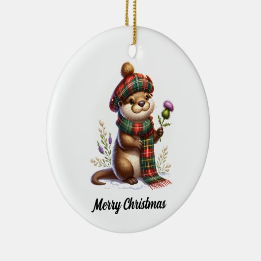 スコットランドのクリスマスオッタークリスマス セラミックオーナメント (右)