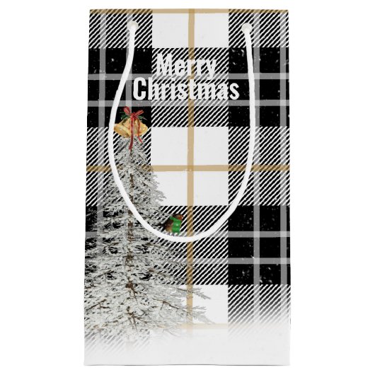 スコットランドのクリスマスツリータータンチェック スモールペーパーバッグ (正面)
