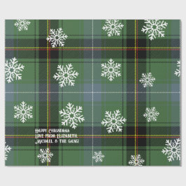 スコットランドのグリーンタータン スノーフレーク オーダーメイド クリスマス ラッピングペーパー