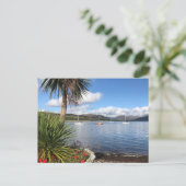 スコットランドのサンシャイン。パームツリー&ヨット付きベイ ポストカード (スタンド正面)