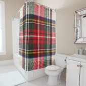 スコットランドのタータンチェックパターン。羊毛赤と白板  シャワーカーテン (インサイチュ)