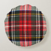 スコットランドのタータンチェックパターン。羊毛赤と白板 ラウンドクッション (裏面)