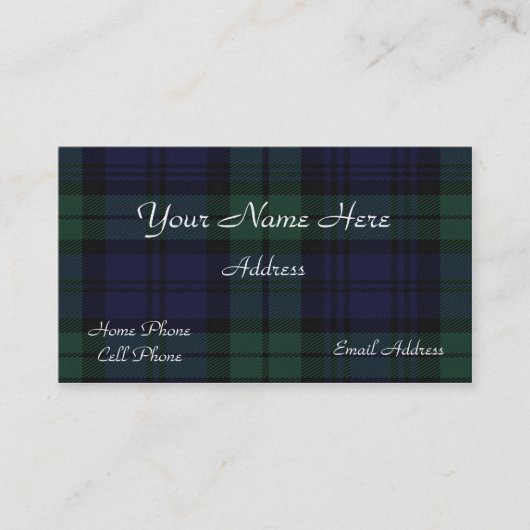 スコットランドのタータンチェック格子縞の名刺 名刺 (正面)