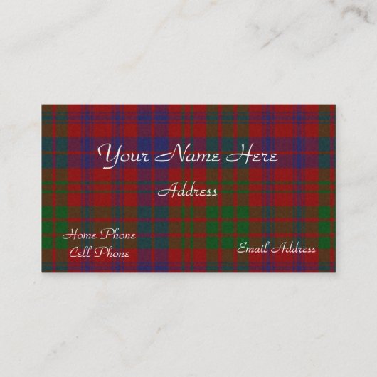スコットランドのタータンチェック格子縞の名刺 名刺 (正面)
