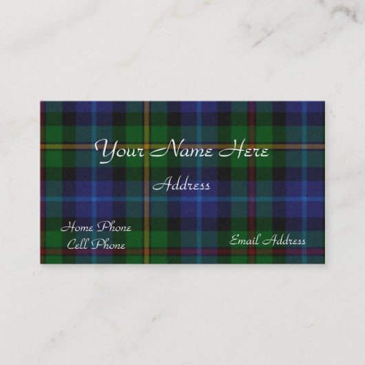 スコットランドのタータンチェック格子縞の名刺 名刺 (正面)