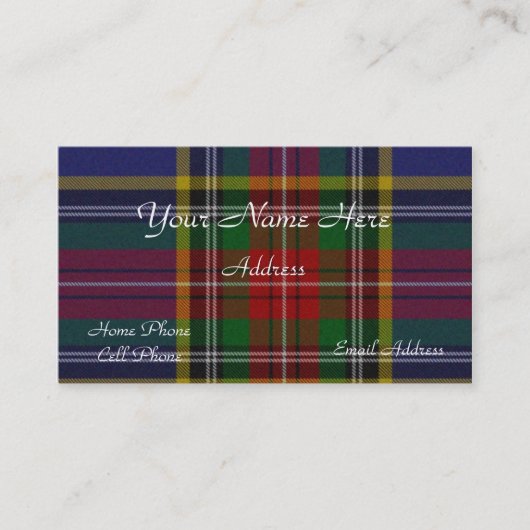 スコットランドのタータンチェック格子縞の名刺 名刺 (正面)