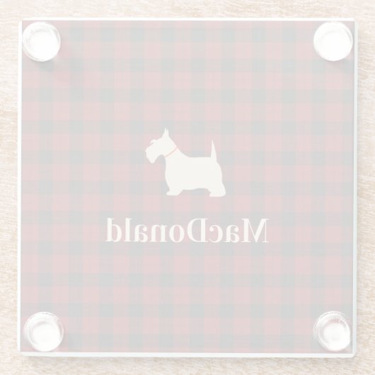 スコットランドのタータンチェックScottyパーソナライズな| ガラスコースター (裏面)