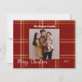 スコットランドのタータン柄 クリスマス カスタマイズ可能 シーズンカード (正面)