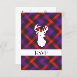 スコットランドのタータン クラン ペイント 紫 オレンジ 色の模様 招待状