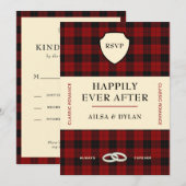 スコットランドのタータン ブック カバー | 結婚式 出席確認 招待状 (正面/裏面)