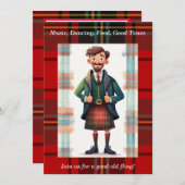 スコットランドのタータン・プレイドパーティー 招待状 (正面/裏面)