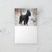 スコットランドのテリアが雪のクリスマスを過ごした カード (内部)