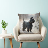 スコットランドのテリアが雪のクリスマスを過ごした クッション (椅子)