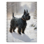 スコットランドのテリアが雪のクリスマスを過ごした ノートブック (正面)
