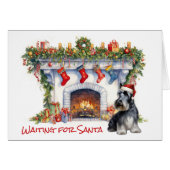 スコットランドのテリア犬がサンタ暖炉を待つ (正面横)