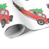 スコットランドのデアーハウンドがクリスマスツリーで車を運転 ラッピングペーパー (ロールコーナー)