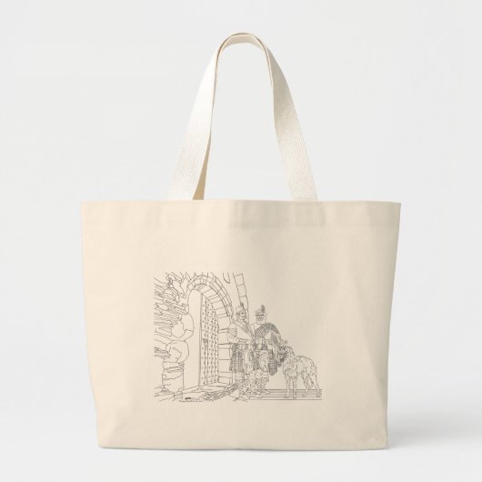 スコットランドのディアハウンドのトートバッグを持つハイランド人 ラージトートバッグ (正面)