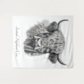 スコットランドのハイランドカウスケッチをカスタマイズ可能 タペストリー (正面(横))