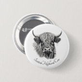 スコットランドのハイランドカウスケッチをカスタマイズ可能 缶バッジ (正面&裏面)