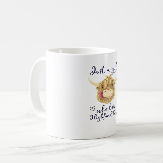 スコットランドのハイランド牛のクラスが大好きな女の子 コーヒーマグカップ (正面左)