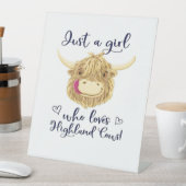 スコットランドのハイランド牛のクラスが大好きな女の子 台座サイン (インサイチュ)