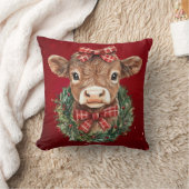 スコットランドのハイランド牛のクリスマス時 クッション (ブランケット)