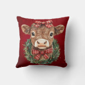 スコットランドのハイランド牛のクリスマス時 クッション (裏面)