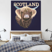 スコットランドのハイランド牛のスローガン キャンバスプリント (インサイチュ (寝室))