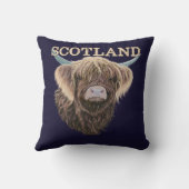 スコットランドのハイランド牛のスローガン クッション (裏面)