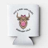 スコットランドのハイランド牛を愛する女の子 缶クーラー (裏面)