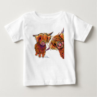 スコットランドのハイランド牛ポップ・アートの' LoLLY & ' ベビーTシャツ