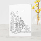 スコットランドのハイランド犬を連れたハイランド人 カード (黄色い花)