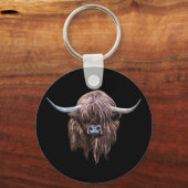 スコットランドのハイランド色の牛 キーホルダー (正面)