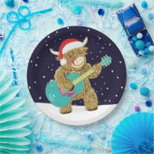 スコットランドのハイランド遊牛のクリスマスギター ペーパープレート (パーティー)