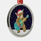 スコットランドのハイランド遊牛のクリスマスギター メタルオーナメント (右)