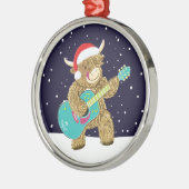 スコットランドのハイランド遊牛のクリスマスギター メタルオーナメント (左)