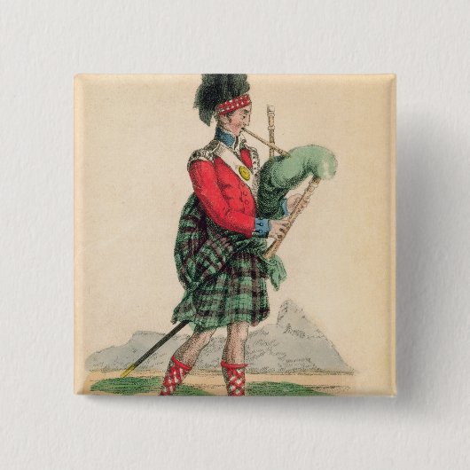 スコットランドのパイパー 缶バッジ (正面)