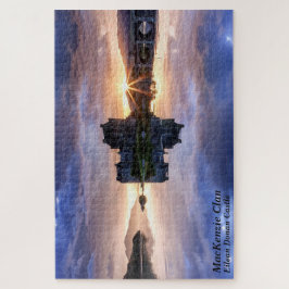 スコットランドのマッケンジー族の城の夕焼けの反射 ジグソーパズル