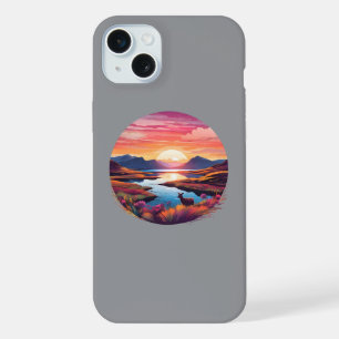 スコットランドのユー湖の夕焼け iPhone 15 PLUSケース