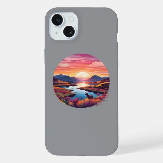 スコットランドのユー湖の夕焼け iPhoneケース (裏面)