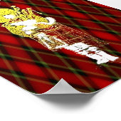 スコットランドのライオン、アザミ、旗と赤いタータンチェック ポスター (角)