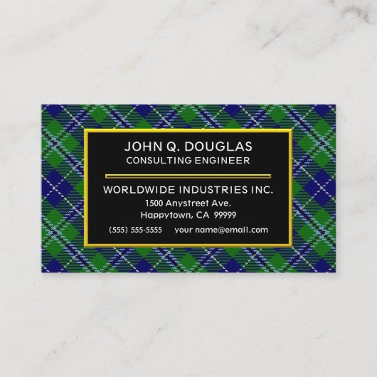 スコットランドの一族のダグラスのタータンチェック格子縞 名刺 (正面)