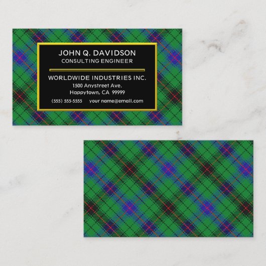 スコットランドの一族のデイヴィッドソンのタータンチェック格子縞 名刺 (正面/裏面)