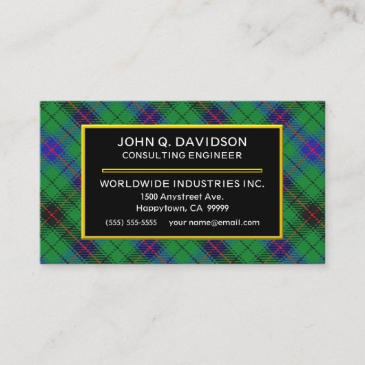 スコットランドの一族のデイヴィッドソンのタータンチェック格子縞 名刺 (正面)
